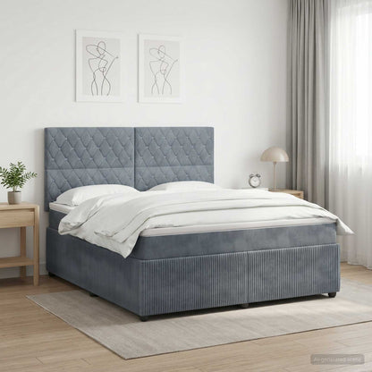 Letto Box Spring LED con Materasso Grigio Scuro 140 x 200 cm | homemem39