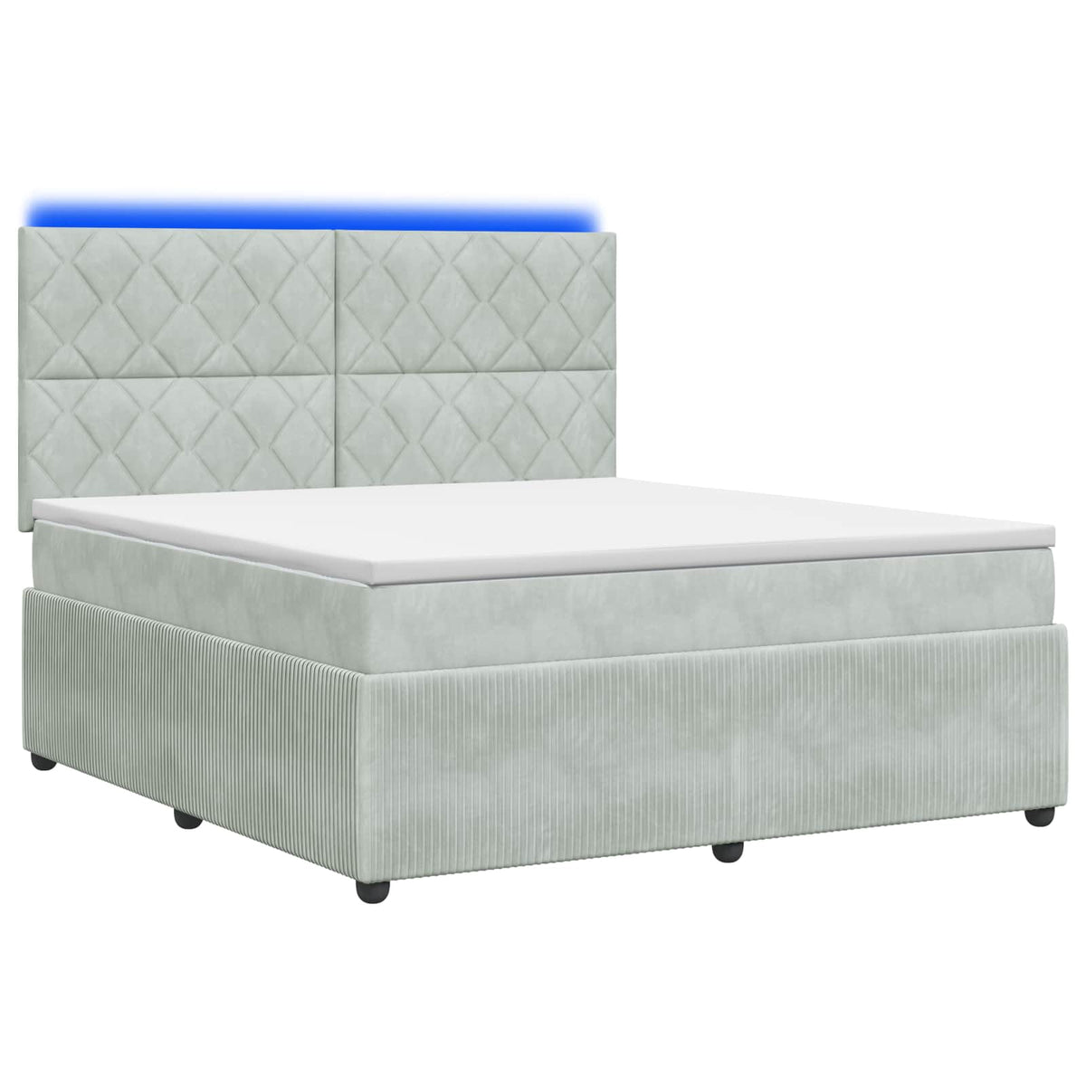 Letto Box Spring LED con Materasso Grigio Chiaro 180 x 200 cm | homemem39