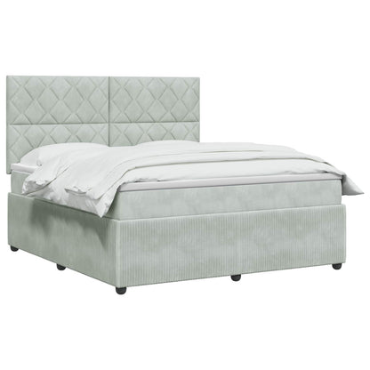 Letto Box Spring LED con Materasso Grigio Chiaro 180 x 200 cm | homemem39