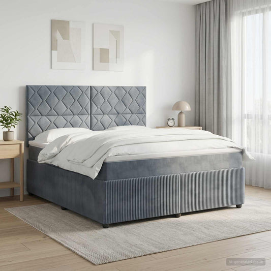 Letto Box Spring LED con Materasso Grigio Scuro 140 x 200 cm | homemem39