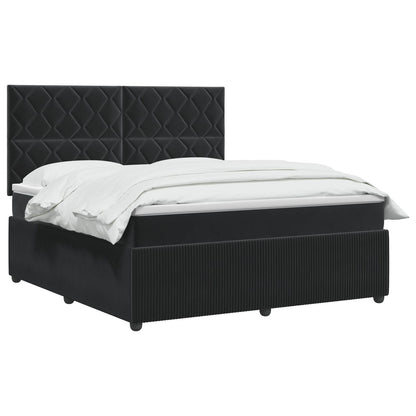 Letto Box Spring LED con Materasso Nero 180 x 200 cm Velluto | homemem39