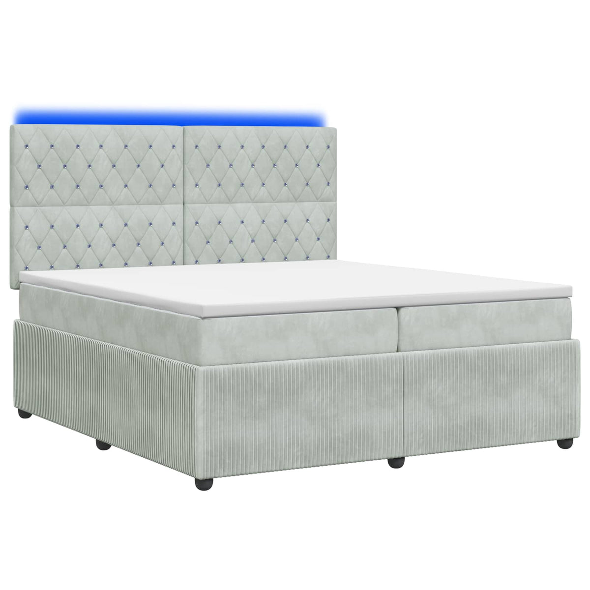 Letto Box Spring LED con Materasso Grigio Chiaro 200 x 200 cm | homemem39