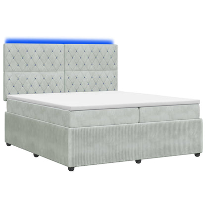 Letto Box Spring LED con Materasso Grigio Chiaro 200 x 200 cm | homemem39