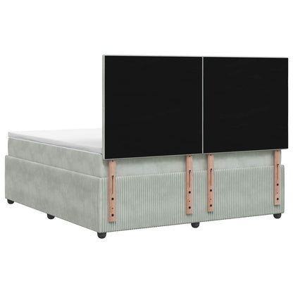 Letto Box Spring LED con Materasso Grigio Chiaro 200 x 200 cm | homemem39