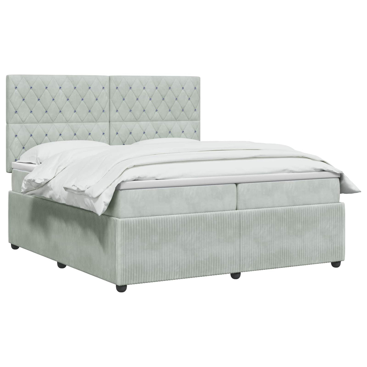 Letto Box Spring LED con Materasso Grigio Chiaro 200 x 200 cm | homemem39