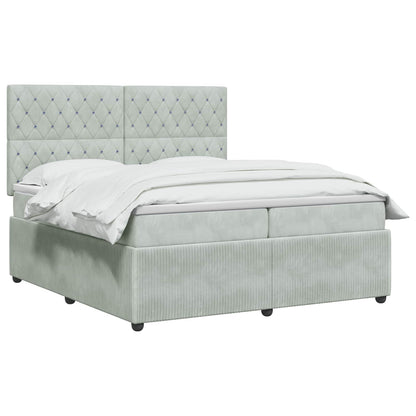 Letto Box Spring LED con Materasso Grigio Chiaro 200 x 200 cm | homemem39