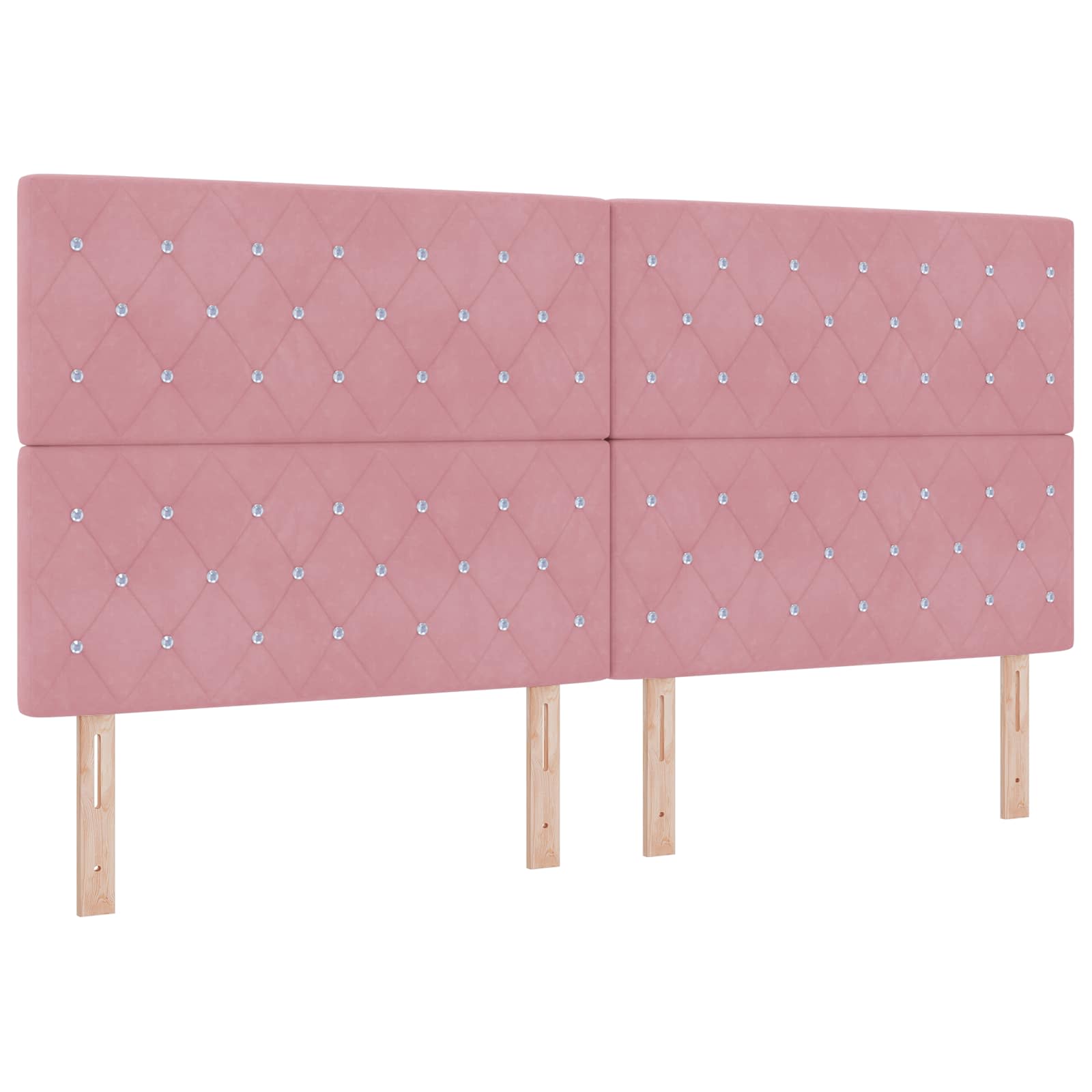 Letto Box Spring LED con Materasso Rosa 200 x 200 cm Velluto | homemem39