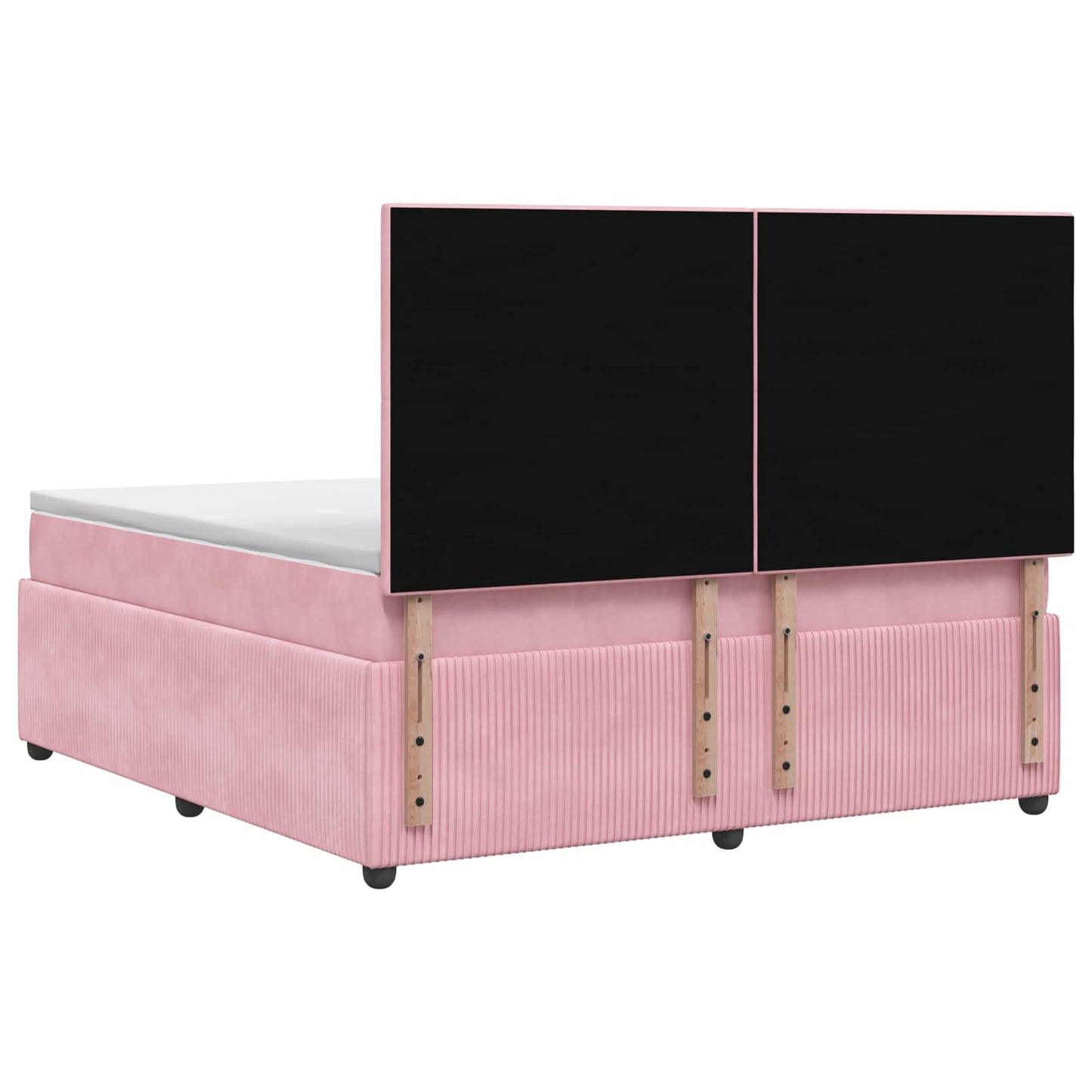 Letto Box Spring LED con Materasso Rosa 200 x 200 cm Velluto | homemem39