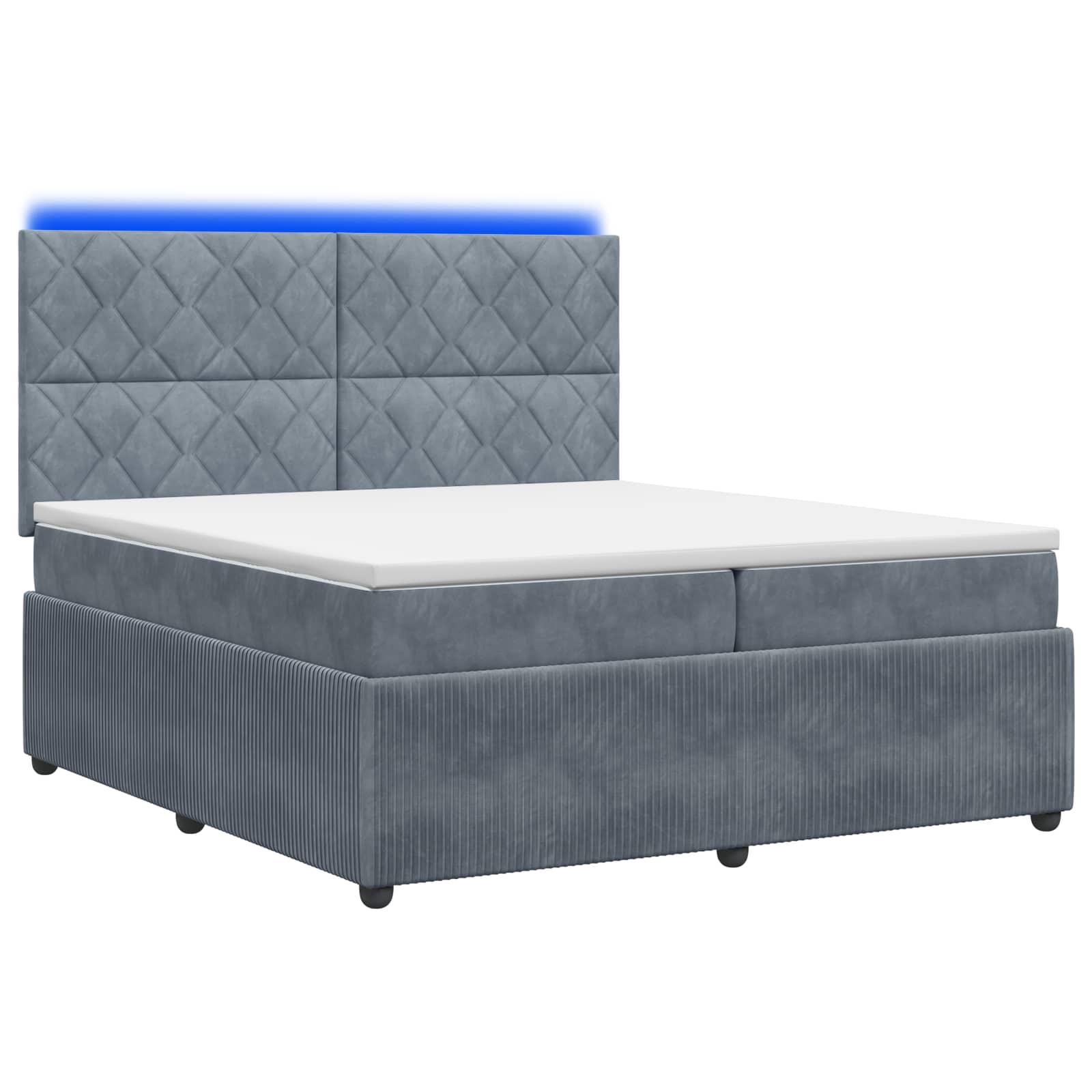 Letto Box Spring LED con Materasso Grigio Scuro 200 x 200 cm | homemem39