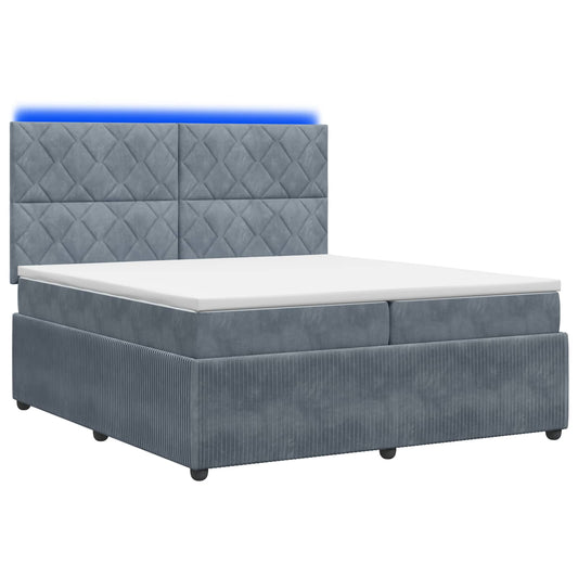 Letto Box Spring LED con Materasso Grigio Scuro 200 x 200 cm | homemem39
