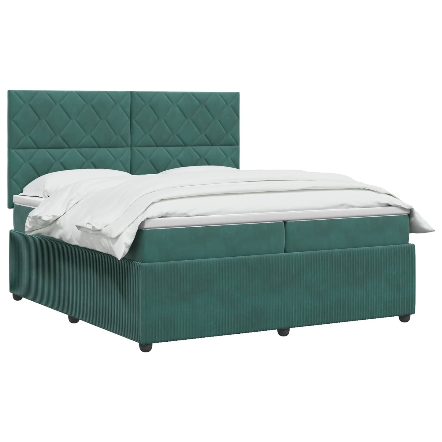 Letto Box Spring LED con Materasso Verde Scuro 200 x 200 cm | homemem39