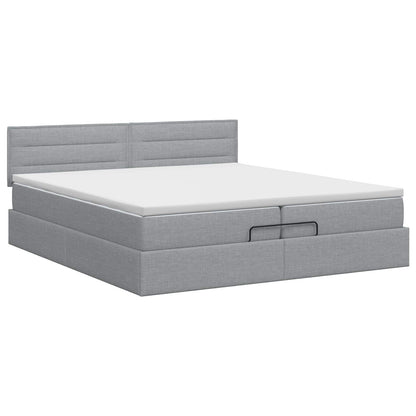 Letto ottomano con materasso Grigio Chiaro 200 x 200 cm Tessuto | homemem39