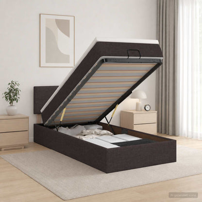 Letto Ottomano con Materasso e LED Marrone Scuro 100 x 200 cm