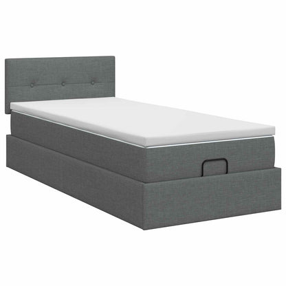 Letto ottomano con materasso Grigio Scuro 90 x 200 cm Tessuto | homemem39