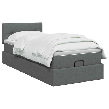 Letto ottomano con materasso Grigio Scuro 90 x 200 cm Tessuto