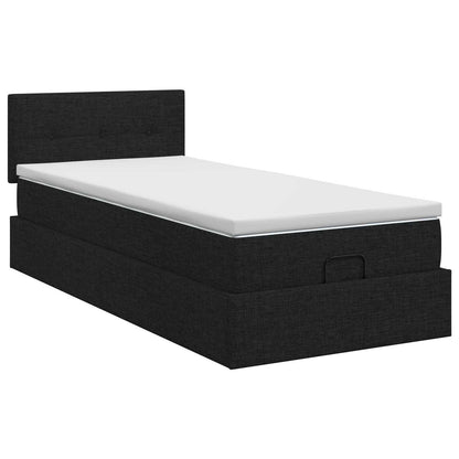 Letto ottomano con materasso Nero 100 x 200 cm Tessuto | homemem39