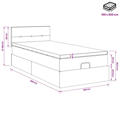 Letto ottomano con materasso Marrone Scuro 100 x 200 cm Tessuto | homemem39