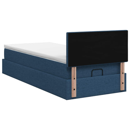 Letto ottomano con materasso Blu 100 x 200 cm Tessuto | homemem39