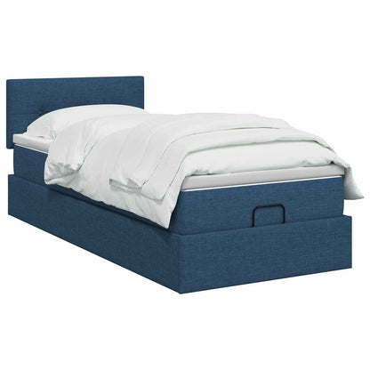 Letto ottomano con materasso Blu 100 x 200 cm Tessuto | homemem39