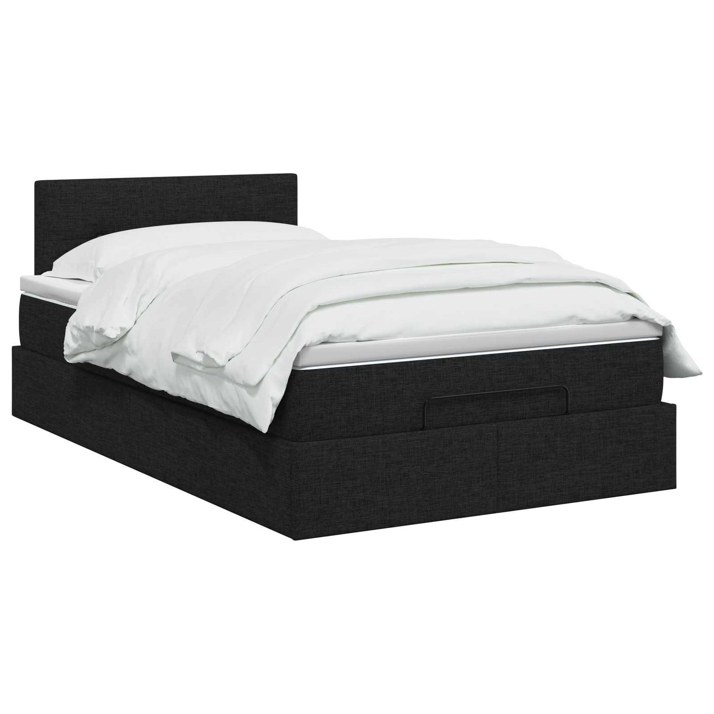 Letto ottomano con materasso Nero 120 x 190 cm Tessuto