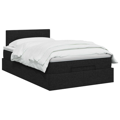Letto ottomano con materasso Nero 120 x 190 cm Tessuto