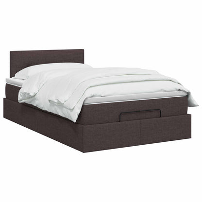 Letto ottomano con materasso Marrone Scuro 120 x 190 cm Tessuto | homemem39
