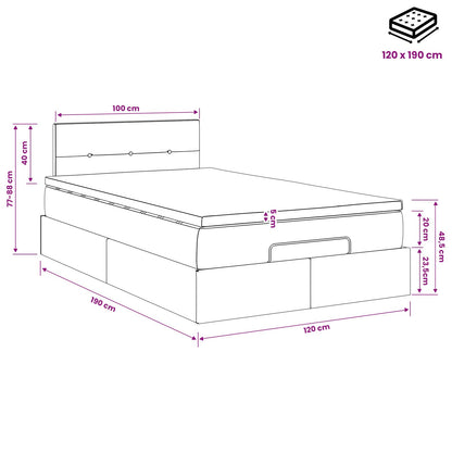 Letto ottomano con materasso Marrone Scuro 120 x 190 cm Tessuto | homemem39