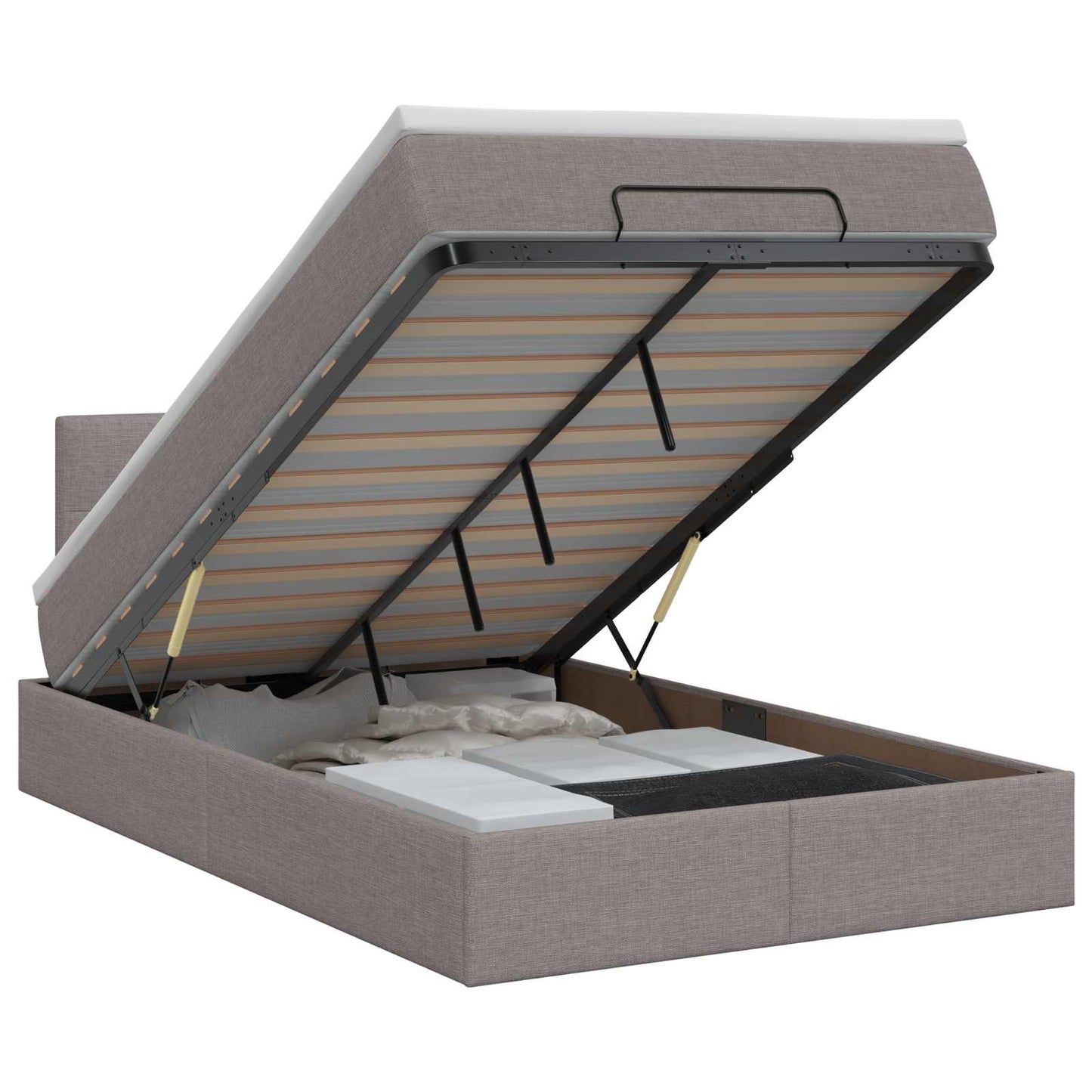 Letto ottomano con materasso Tortora 120 x 190 cm Tessuto | homemem39