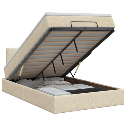 Letto ottomano con materasso Crema 120 x 190 cm Tessuto | homemem39