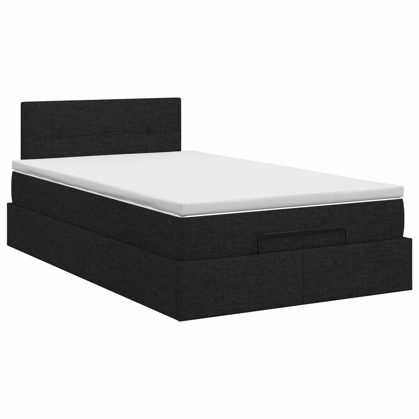 Letto ottomano con materasso Nero 120 x 200 cm Tessuto