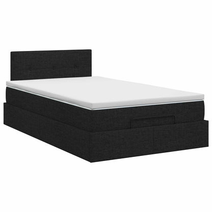 Letto ottomano con materasso Nero 120 x 200 cm Tessuto