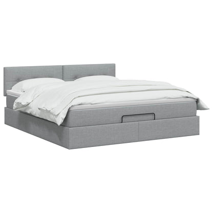 Letto ottomano con materasso Grigio Chiaro 140 x 190 cm Tessuto