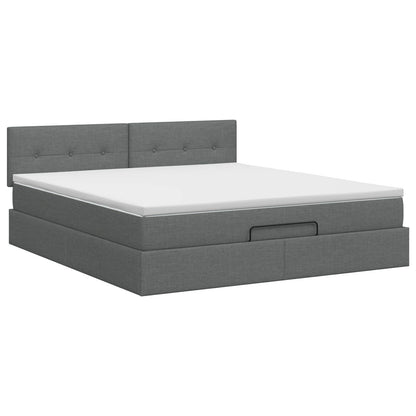 Letto ottomano con materasso Grigio Scuro 180 x 200 cm Tessuto