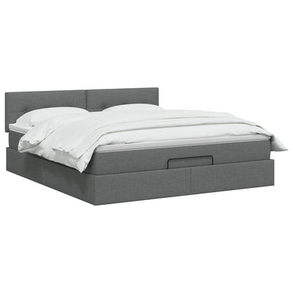 Letto ottomano con materasso Grigio Scuro 180 x 200 cm Tessuto
