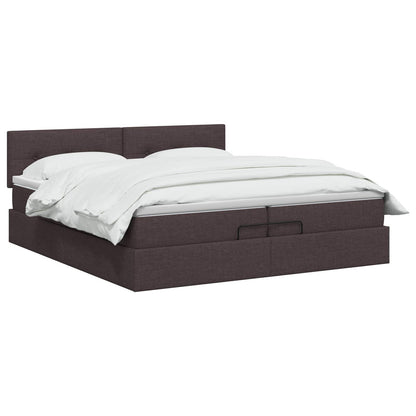 Letto ottomano con materasso Marrone Scuro 200 x 200 cm Tessuto | homemem39