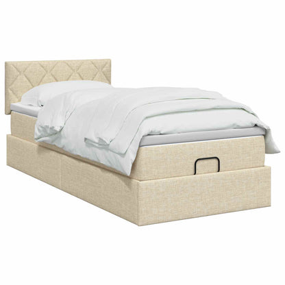 Letto ottomano con materasso Crema 90 x 190 cm Tessuto | homemem39