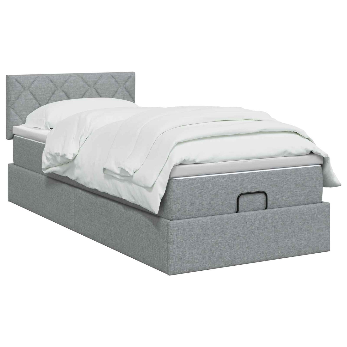 Letto ottomano con materasso Grigio Chiaro 100 x 200 cm Tessuto | homemem39