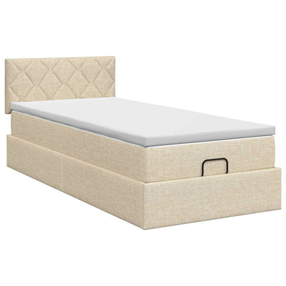 Letto ottomano con materasso Crema 100 x 200 cm Tessuto | homemem39