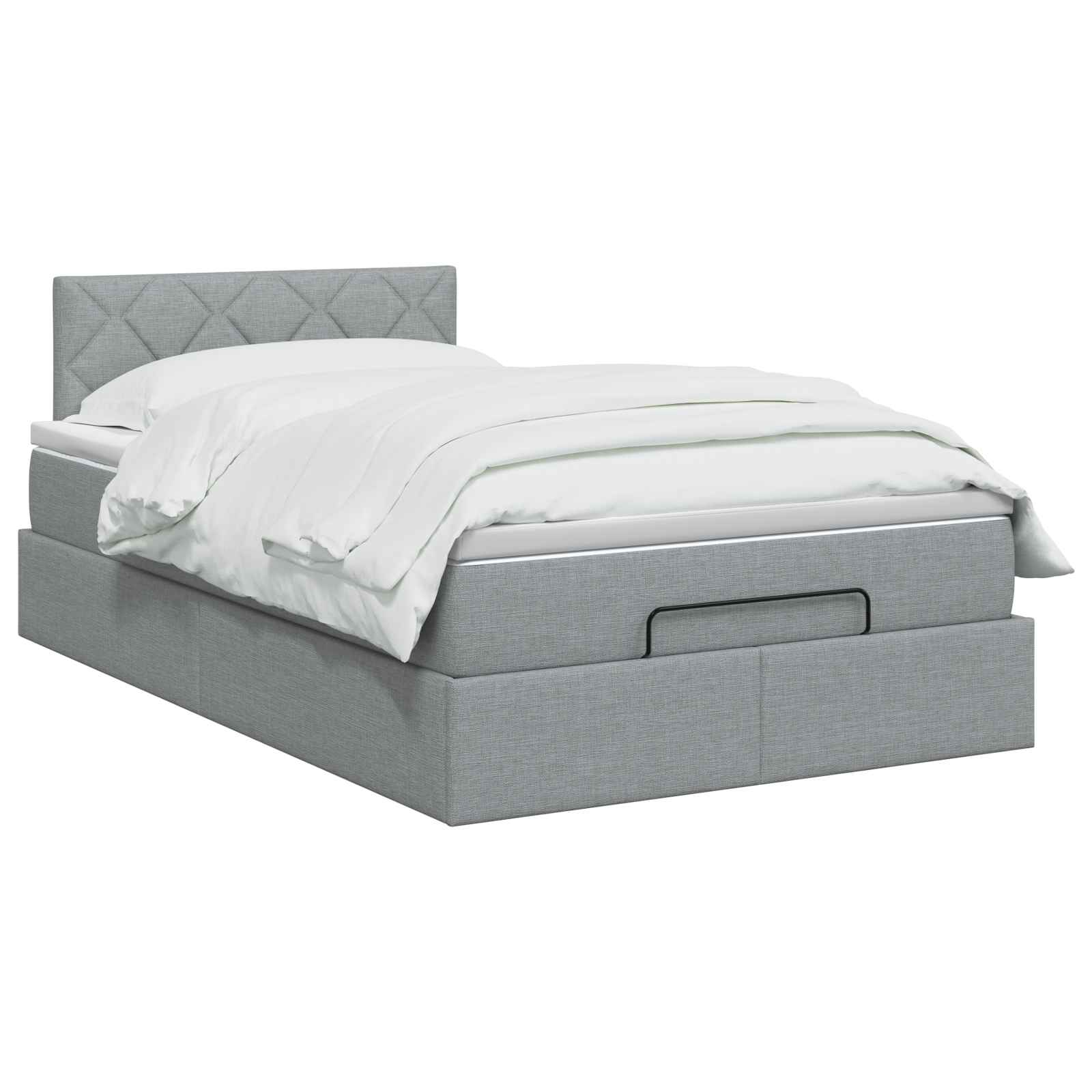 Letto ottomano con materasso Grigio Chiaro 120 x 190 cm Tessuto | homemem39