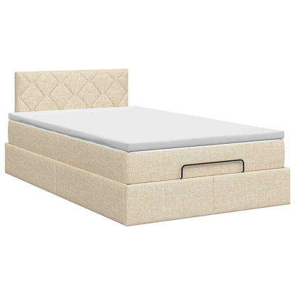 Letto ottomano con materasso Crema 120 x 190 cm Tessuto