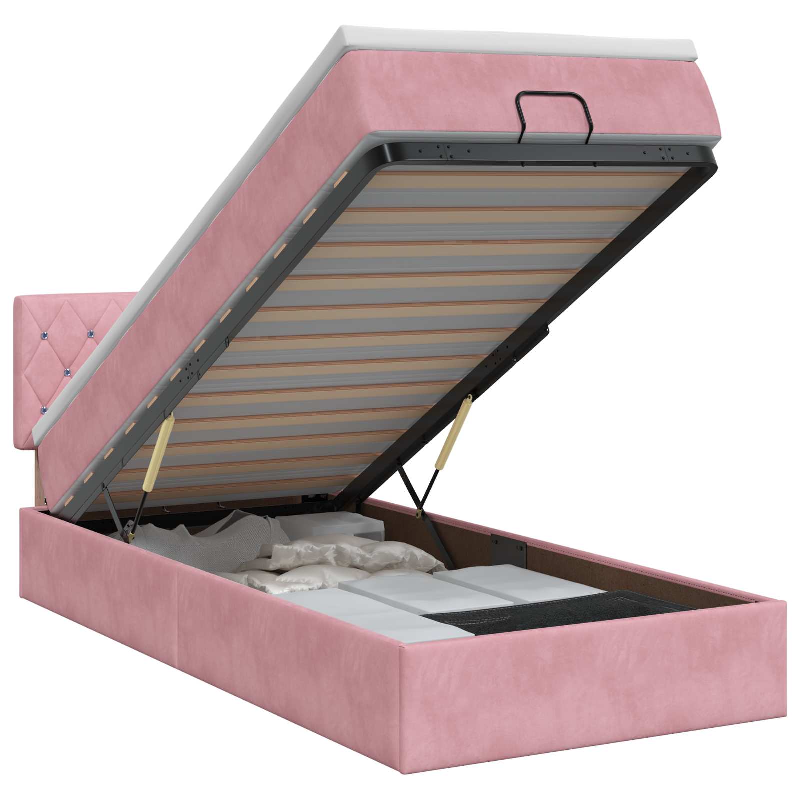 Letto ottomano con materasso Rosa 80 x 200 cm Velluto | homemem39