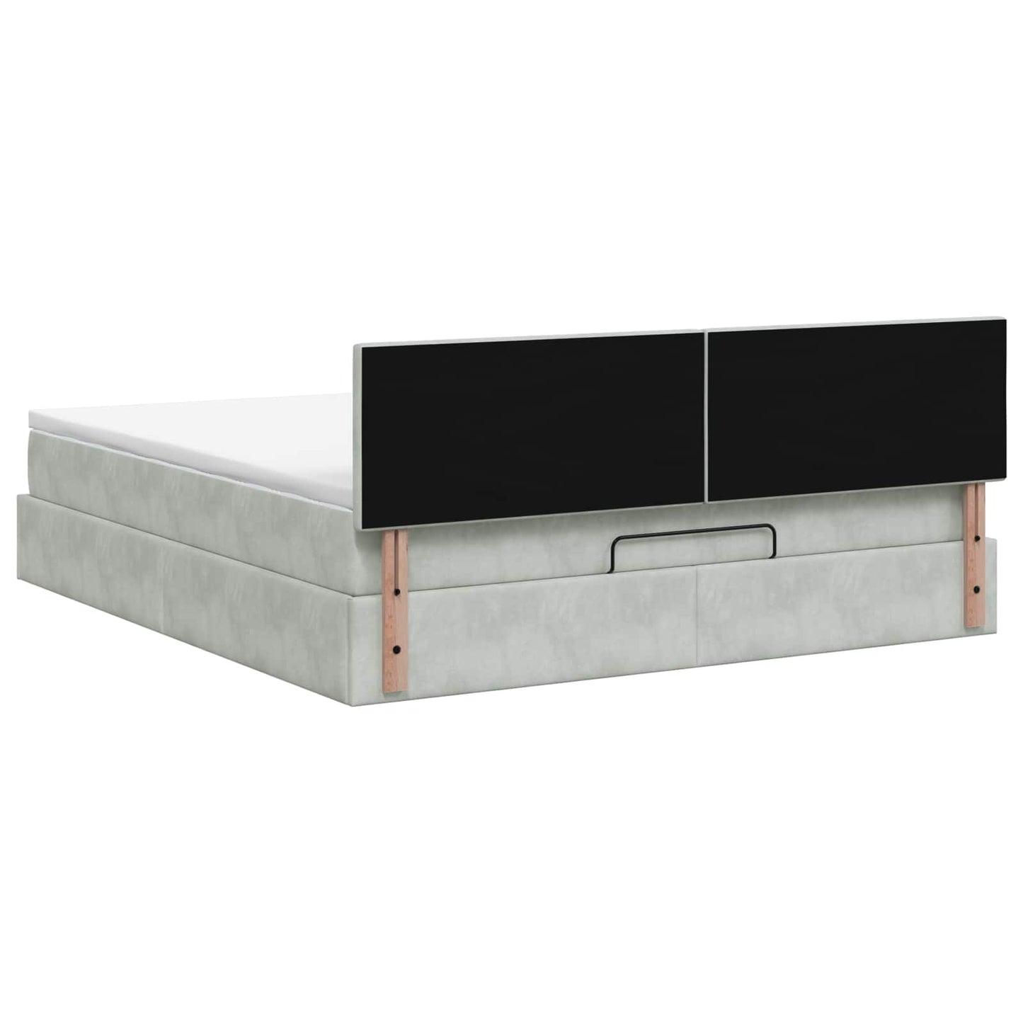 Letto ottomano con materasso Grigio Chiaro 140 x 190 cm Velluto