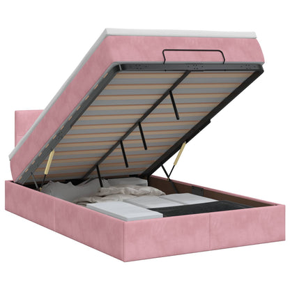 Letto ottomano con materasso Rosa 120 x 200 cm Velluto | homemem39
