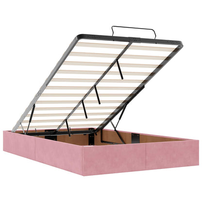 Letto ottomano con materasso Rosa 120 x 200 cm Velluto | homemem39