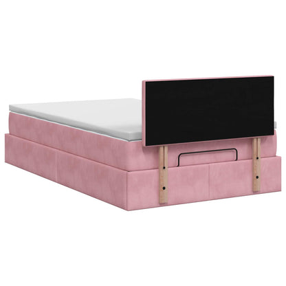 Letto ottomano con materasso Rosa 120 x 200 cm Velluto | homemem39