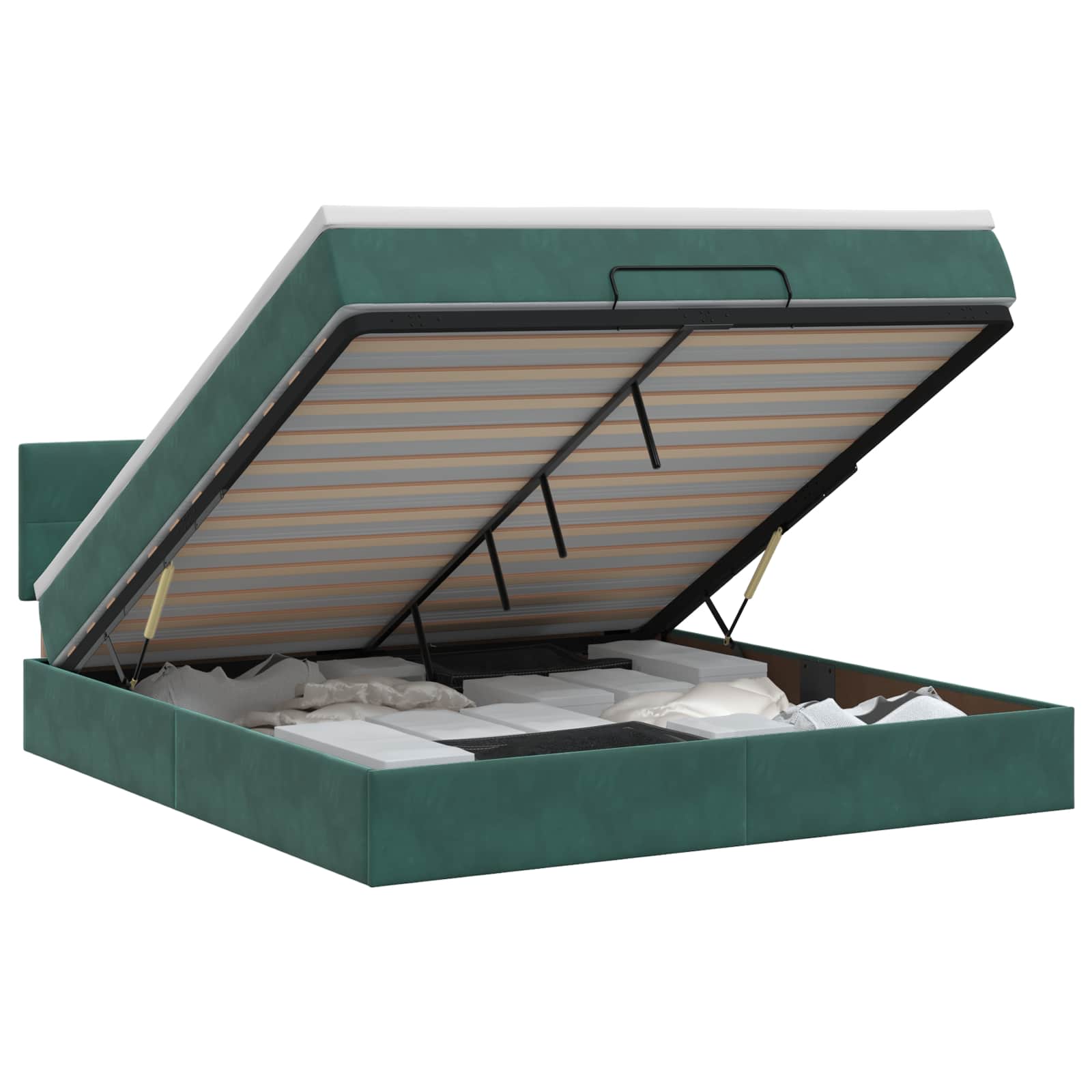 Letto ottomano con materasso Verde Scuro 160 x 200 cm Velluto | homemem39
