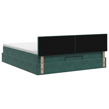 Letto ottomano con materasso Verde Scuro 160 x 200 cm Velluto | homemem39