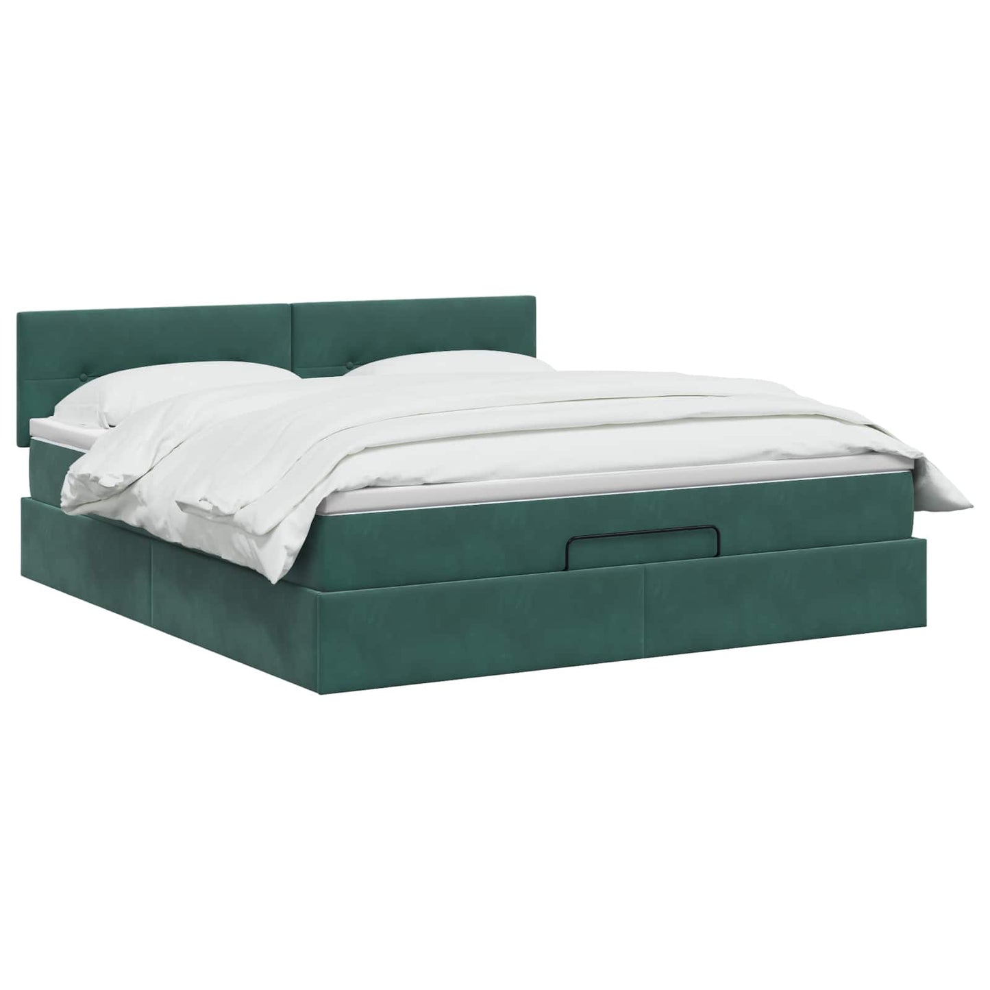 Letto ottomano con materasso Verde Scuro 160 x 200 cm Velluto | homemem39