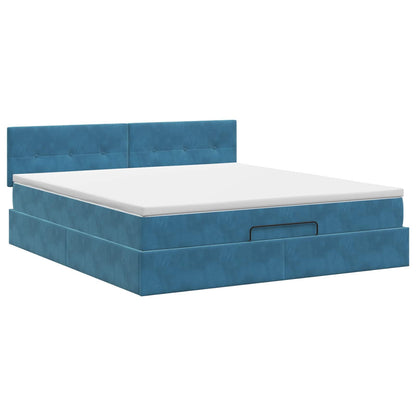 Letto ottomano con materasso Blu Scuro 180 x 200 cm Velluto | homemem39