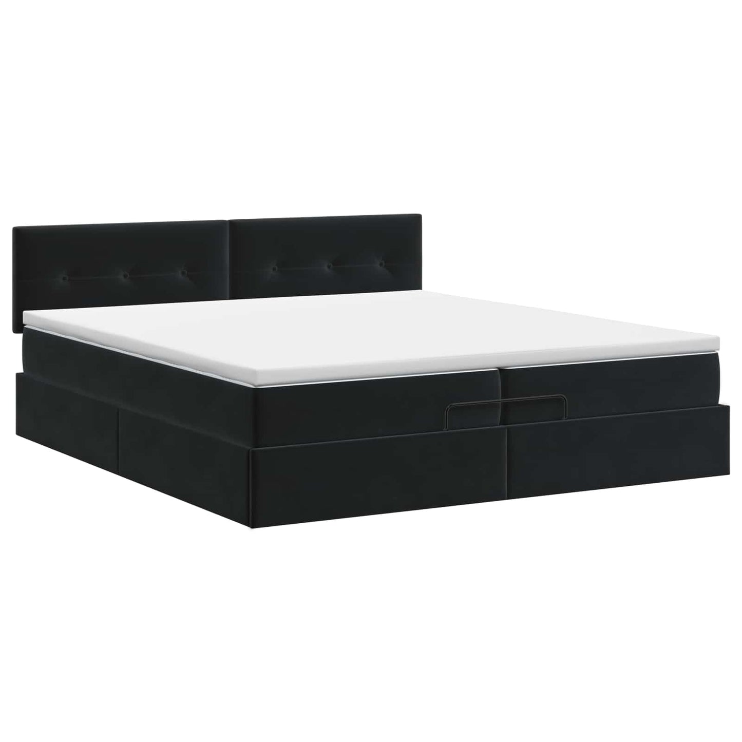 Letto ottomano con materasso Nero 200 x 200 cm Velluto | homemem39